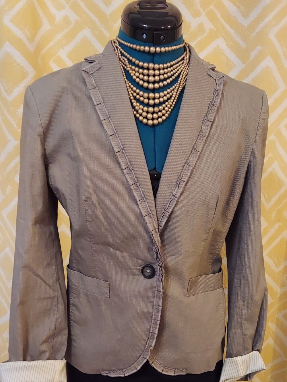 Y2K Banana Republic Checkered Cotton Blazer